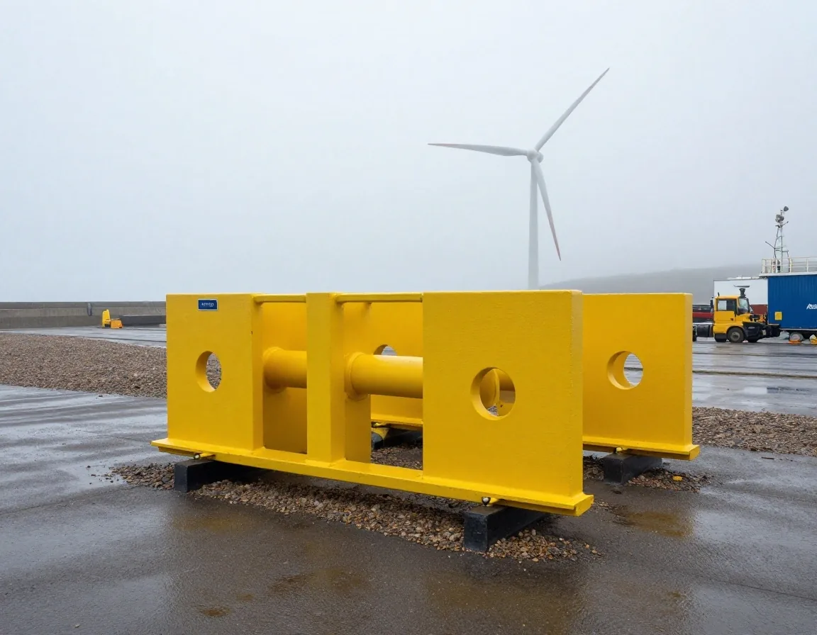 Offshore wind grid transition infrastructure at a UK coastal staging yard