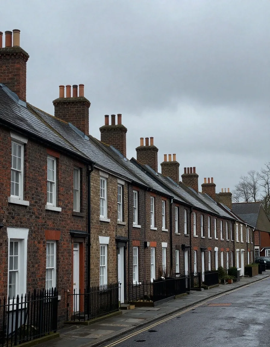Victorian brick terraced houses in northern England with low energy performance ratings